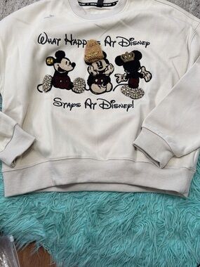 Disney Embellished Mickey Graphic Sweatshirt - Cream